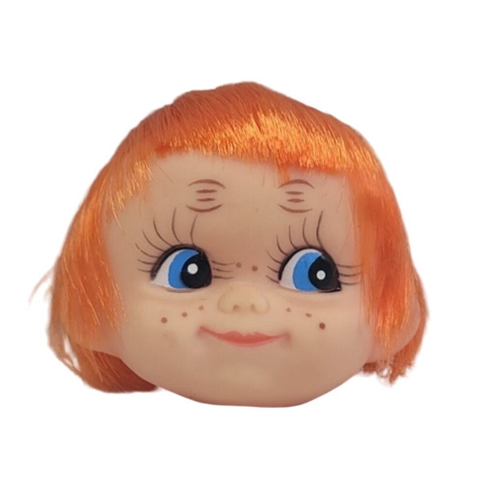 3 Vintage Soft Plastic New In Package Baby Doll Heads Brunette Brown Blonde Hair